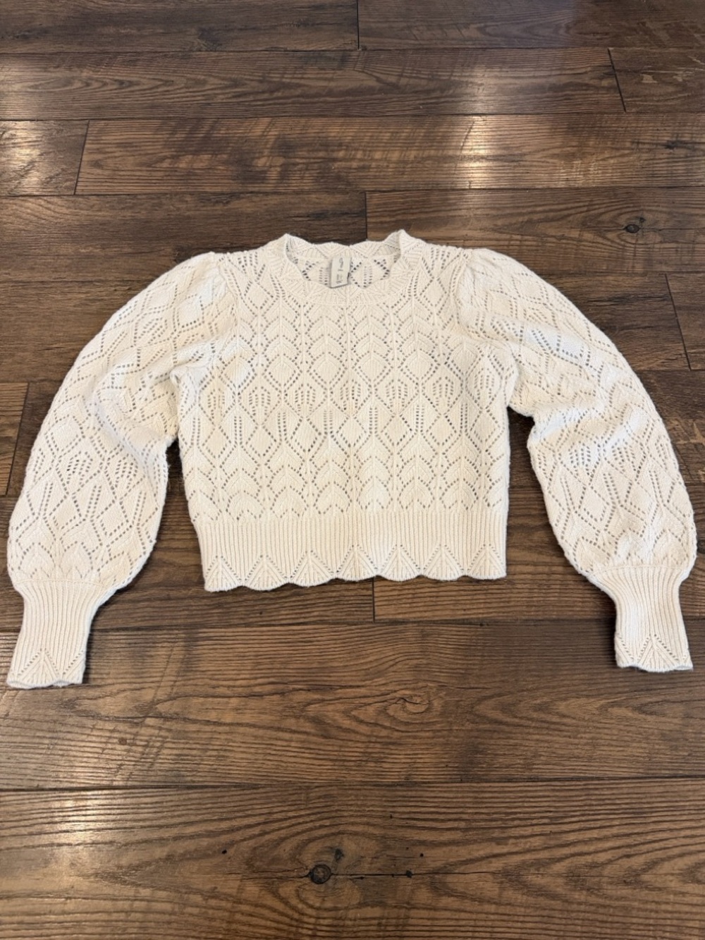 Joie Cream Open-Weave Crop Knit Top Size S